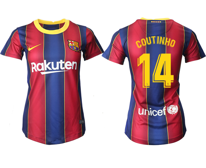 Women 2020-2021 Barcelona home aaa version #14 red Soccer Jerseys->barcelona jersey->Soccer Club Jersey